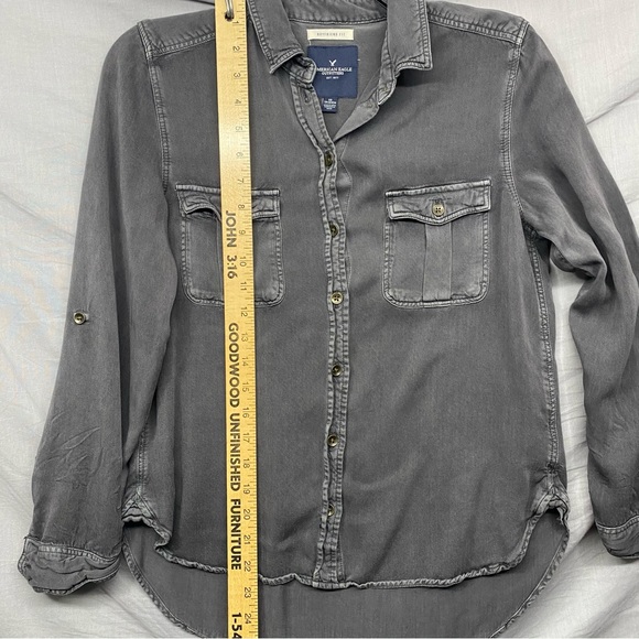 American Eagle Outfitters Button Down Long Sleeve Soft Gray Size | XS - Picture 6 of 7